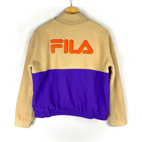 FILA Athletic Long Sleeved Half Zip Teddy Bear Fleece Windbreaker Sweater - XS - Picture 2 of 6